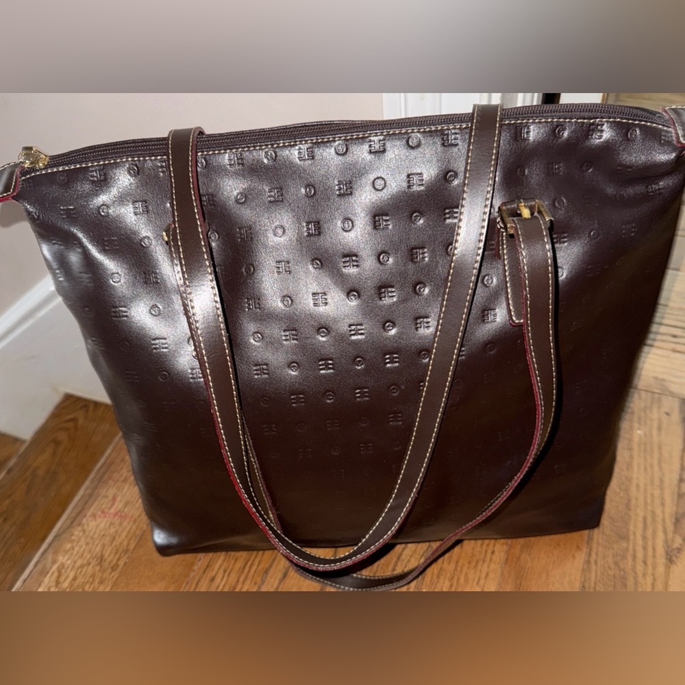 Arcadia Dark Brown Embossed Tote